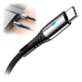 Gevlochten USB 3.1 Type-C Data / Oplaadkabel - 5A/40W - 2m - Zwart
