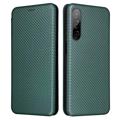 HTC Desire 22 Pro Wallet Case - Koolstofvezel - Groen