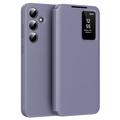Samsung Galaxy S25 Smart Clear View Flip Hoesje met kaartsleuf - Grijs Paars