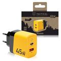 Tactical Microgrid GaN 45W Wandoplader - PD3.0 USB-C, QC3.0 USB-A